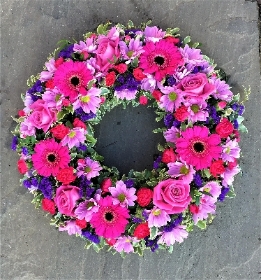 Vibrant Pink and Purple Wreath