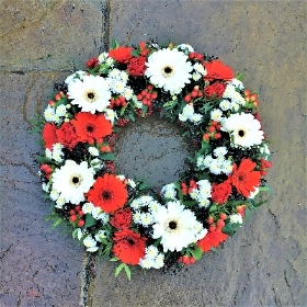 Red, White and Black Wreath