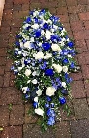 Classic White and Blue Casket Spray