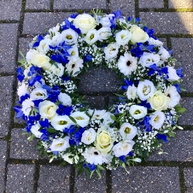 Blue and White Wreath